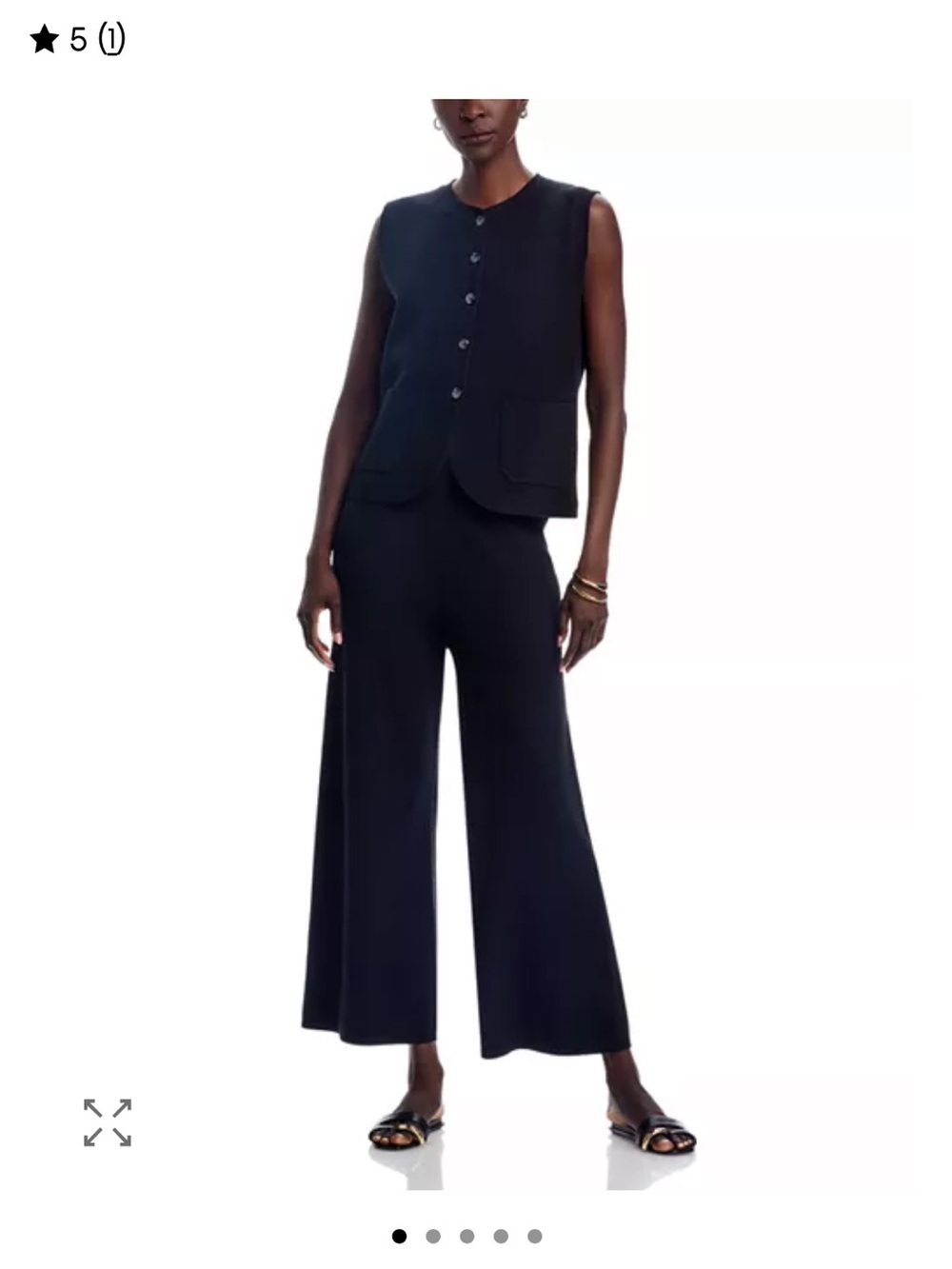 Sioni Black Sleeveless Button-Front Tunic